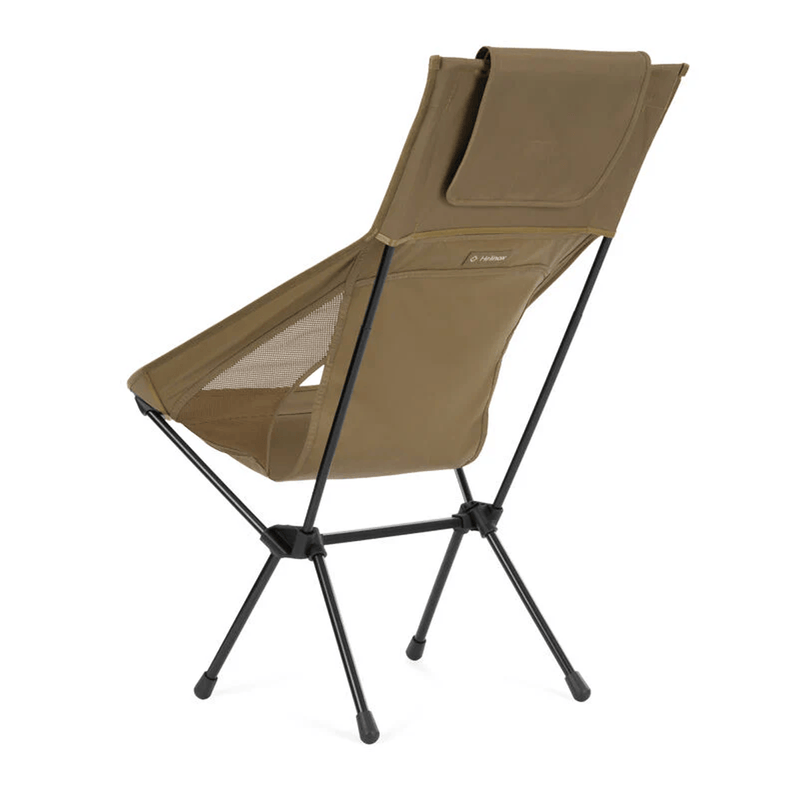 Load image into Gallery viewer, Brown camping chair with black legs on a white background
