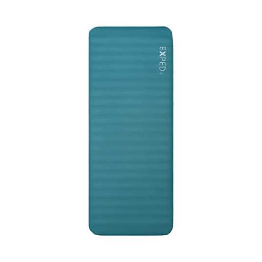 Teal yoga mat with 'Exced' branding on a white background