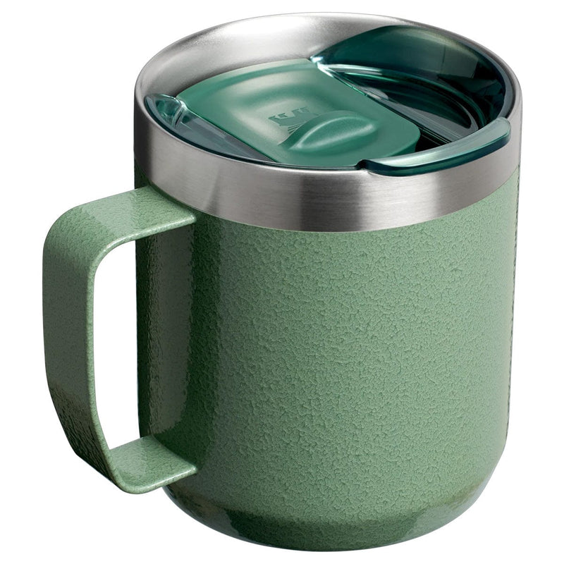 Load image into Gallery viewer, Green insulated mug with a silver lid on a white background
