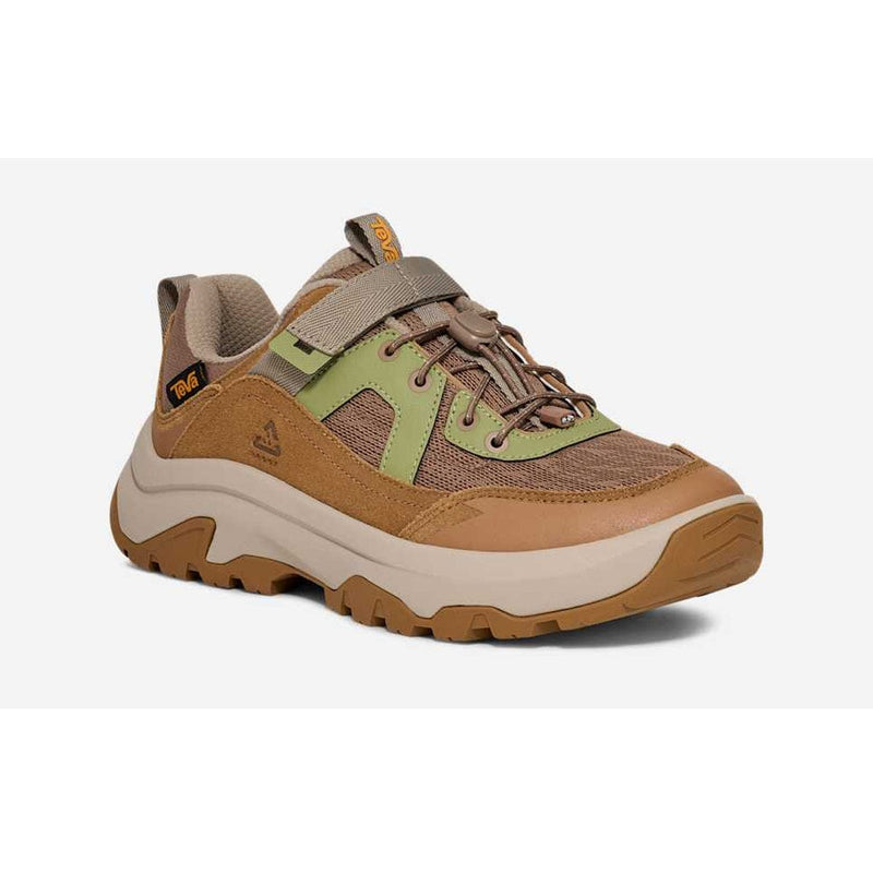 Load image into Gallery viewer, Brown and beige sneaker with green accents on a white background

