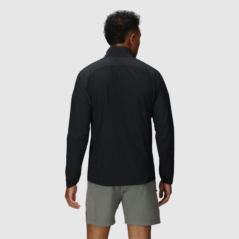 Load image into Gallery viewer, Person wearing a black long-sleeve shirt and gray shorts on a light gray background
