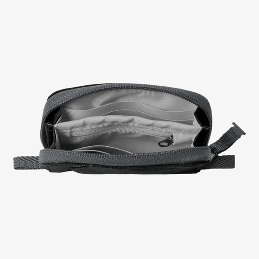 Gray pouch with zipper on a white background