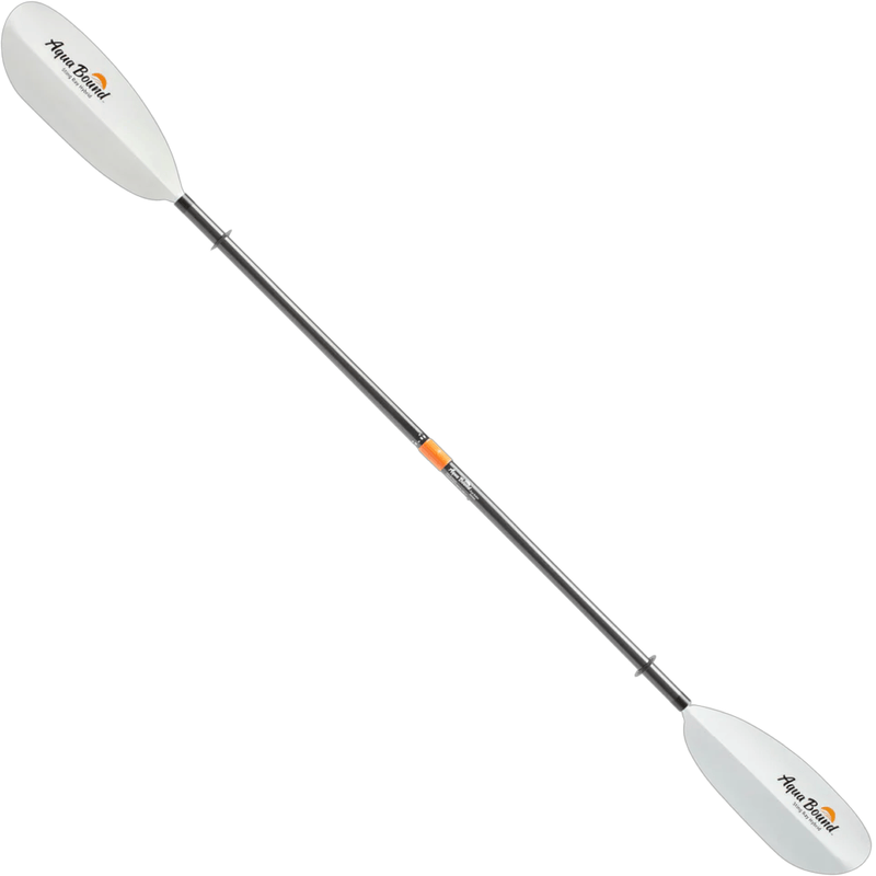 Load image into Gallery viewer, Kayak paddle with white blades and black shaft on a white background
