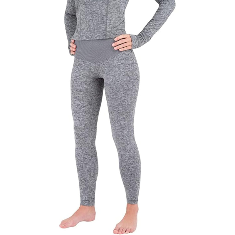 Load image into Gallery viewer, Person wearing gray long-sleeve top and leggings on a white background
