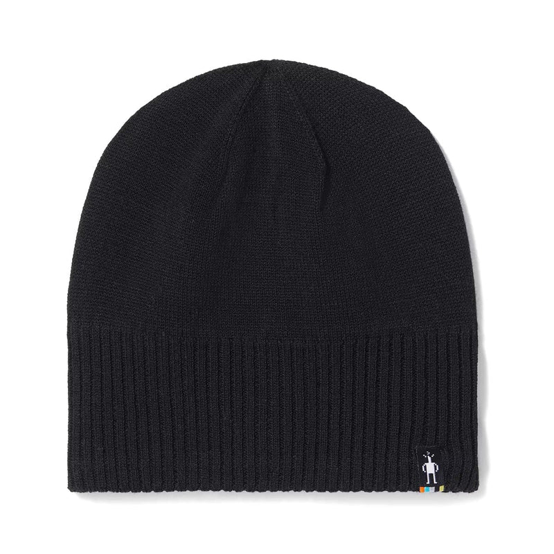 Load image into Gallery viewer, Black beanie with a brand logo on a white background
