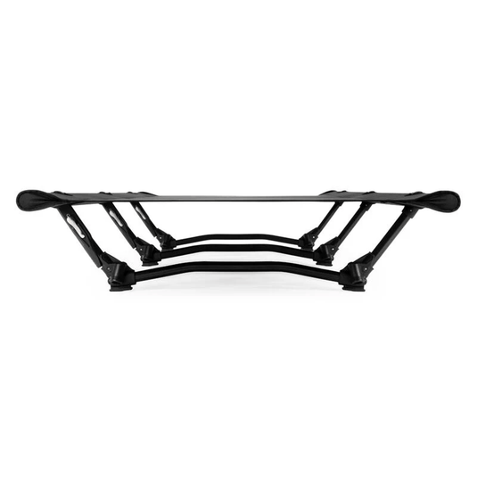 Black metal tray on a white background