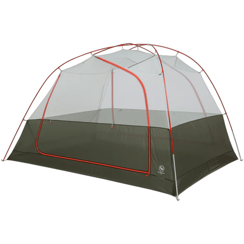 Load image into Gallery viewer, Camping tent with green base and red accents on a white background
