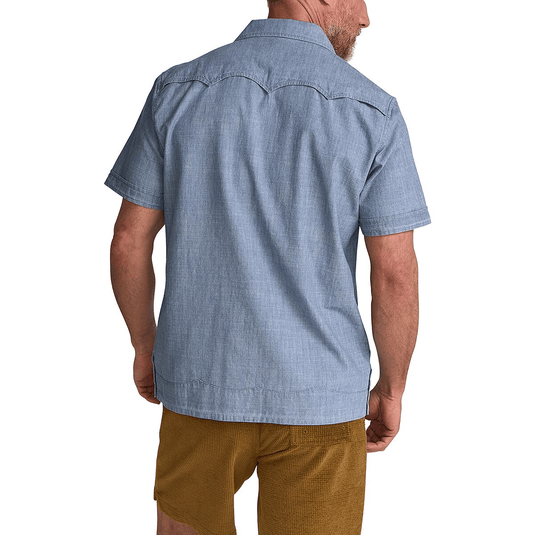 Howler Brothers Guayabera Shirt - Pictographs Washed Indigo Chambray