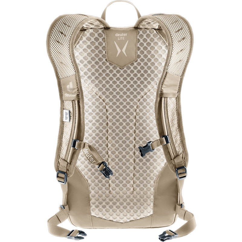Load image into Gallery viewer, Beige backpack with mesh back panel on a white background

