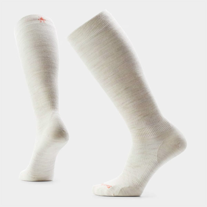 Load image into Gallery viewer, Pair of white knee-high socks on a light gray background
