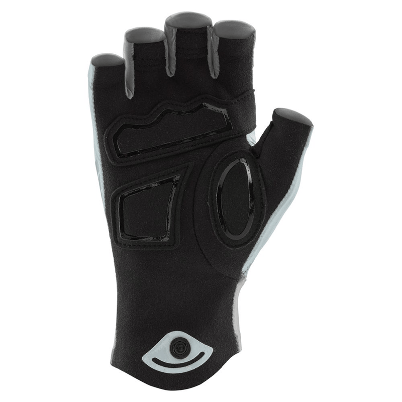 Load image into Gallery viewer, Black half-finger glove with a brand logo on a white background
