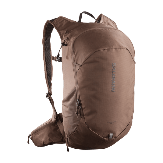 Brown backpack on a white background