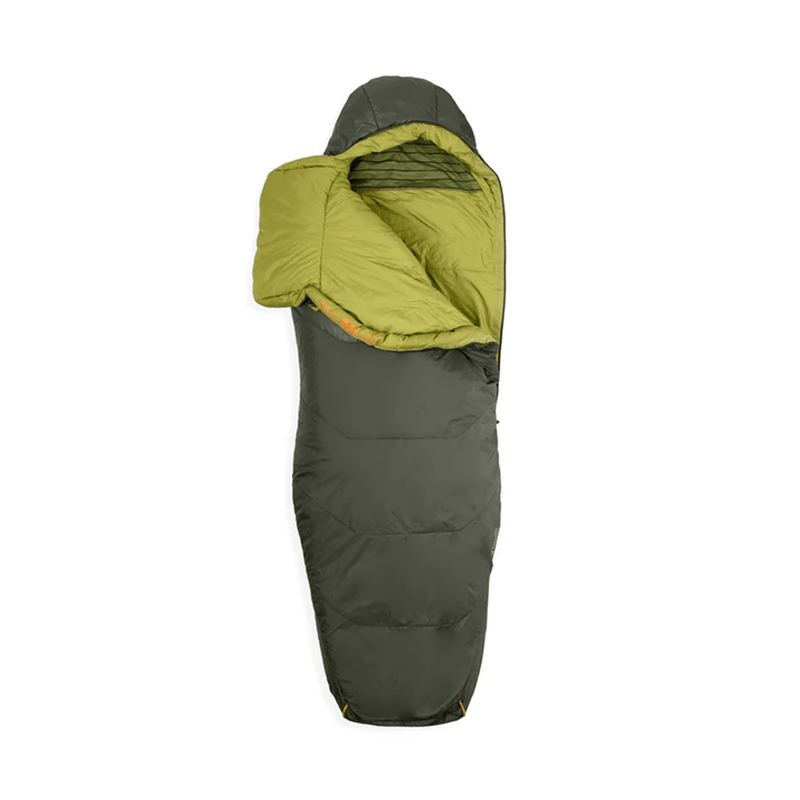 Load image into Gallery viewer, Green and gray sleeping bag on a white background
