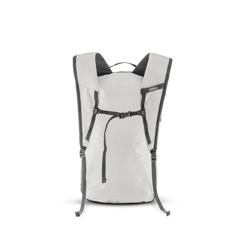 Load image into Gallery viewer, Light gray backpack with black straps on a white background
