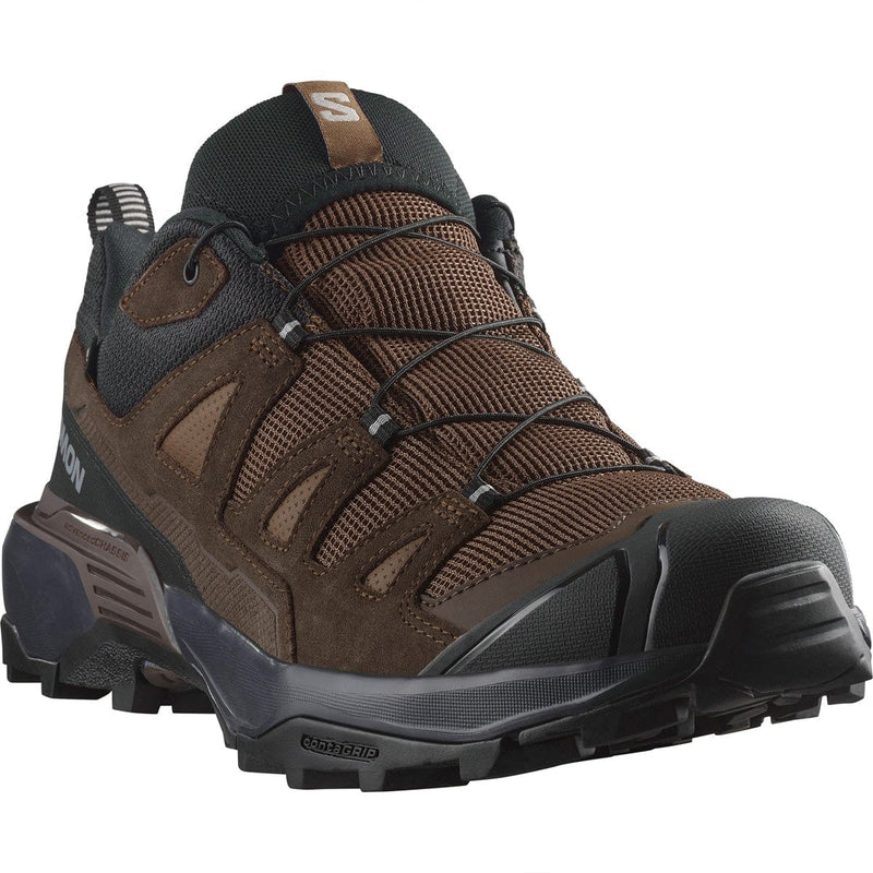 Load image into Gallery viewer, Brown hiking shoe with black sole on a white background
