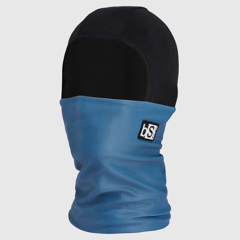 Load image into Gallery viewer, Black and blue balaclava with a brand logo on a light gray background
