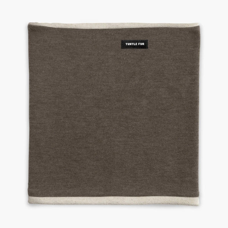 Load image into Gallery viewer, Brown neck gaiter with a brand label on a white background
