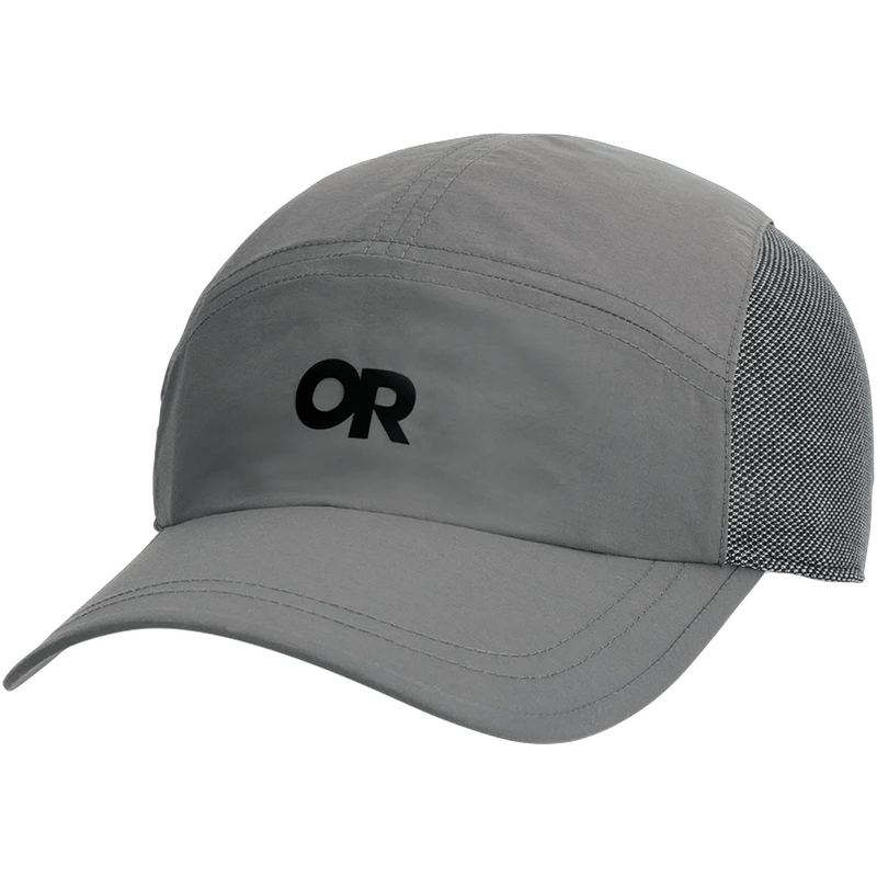 Load image into Gallery viewer, Gray cap with mesh back and black logo on a white background
