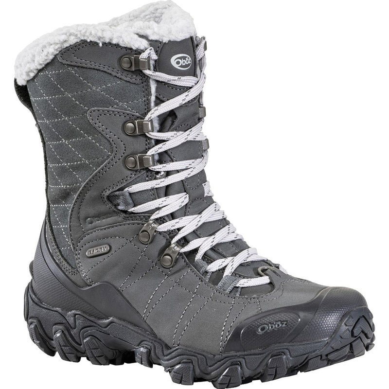 Load image into Gallery viewer, Gray winter boot with white laces on a white background
