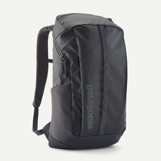 Gray backpack with Patagonia branding on a white background