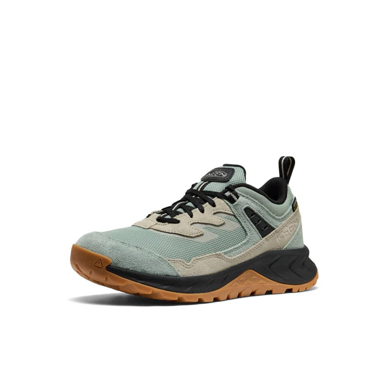 Load image into Gallery viewer, Green and black sneaker with brown sole on a white background
