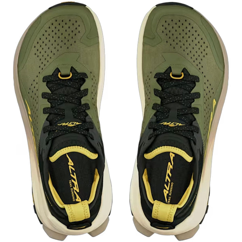 Load image into Gallery viewer, Pair of green and black sneakers with yellow accents on a white background

