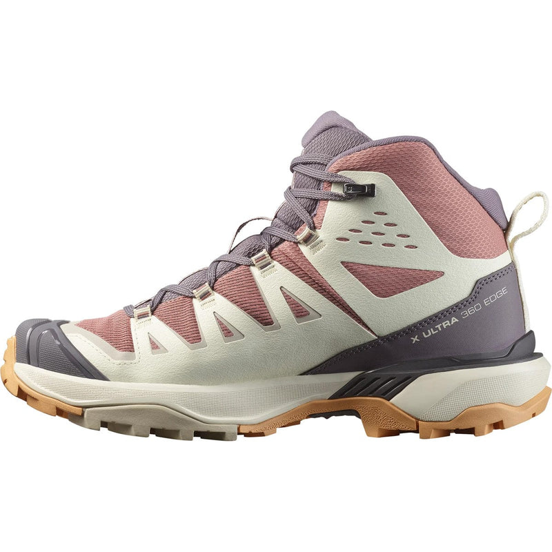 Load image into Gallery viewer, Hiking shoe with pink and gray design on a white background
