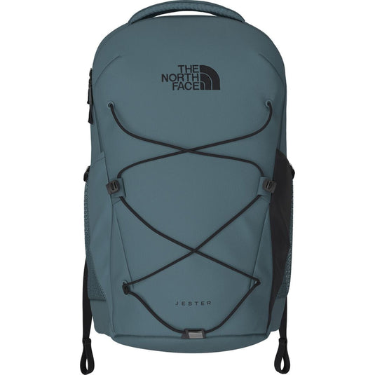 Blue backpack with The North Face logo on a white background