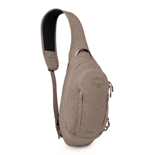 Beige sling bag with Osprey logo on a white background