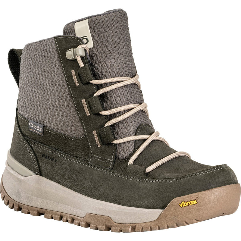 Load image into Gallery viewer, Pair of gray winter boots with beige laces on a white background
