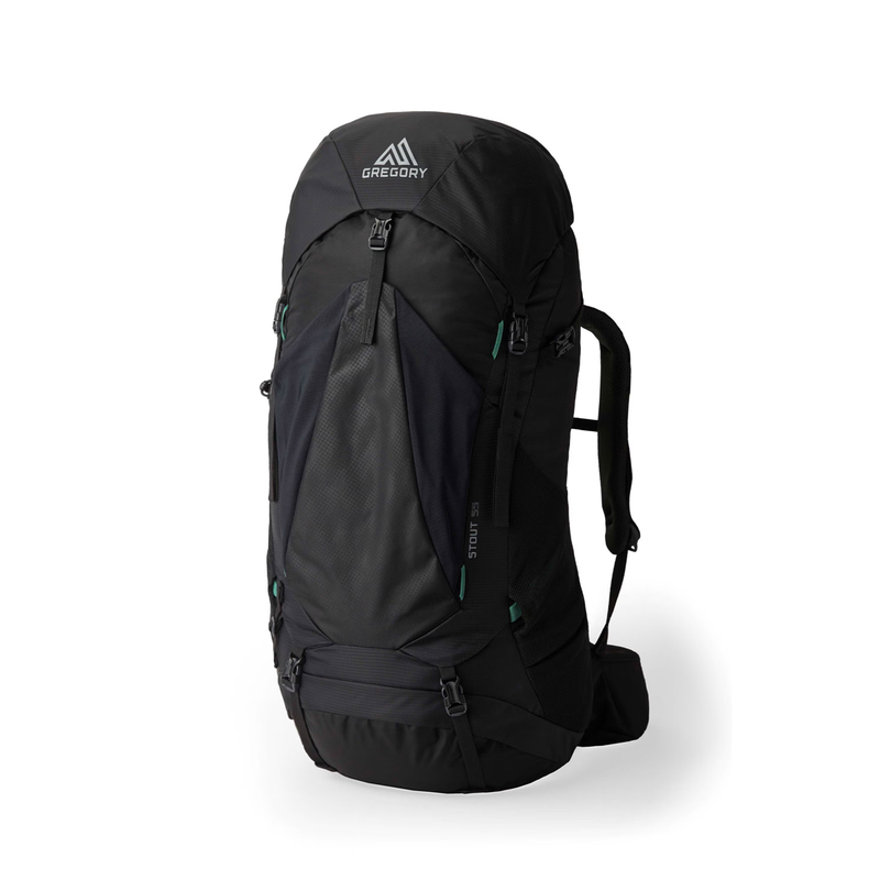 Load image into Gallery viewer, Black hiking backpack with visible brand logo on a white background
