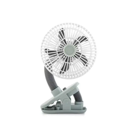 Small fan with a clip on a white background