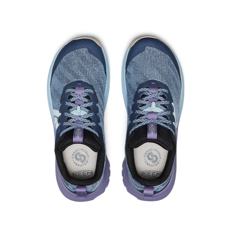 Load image into Gallery viewer, Pair of blue and purple Keen shoes on a white background
