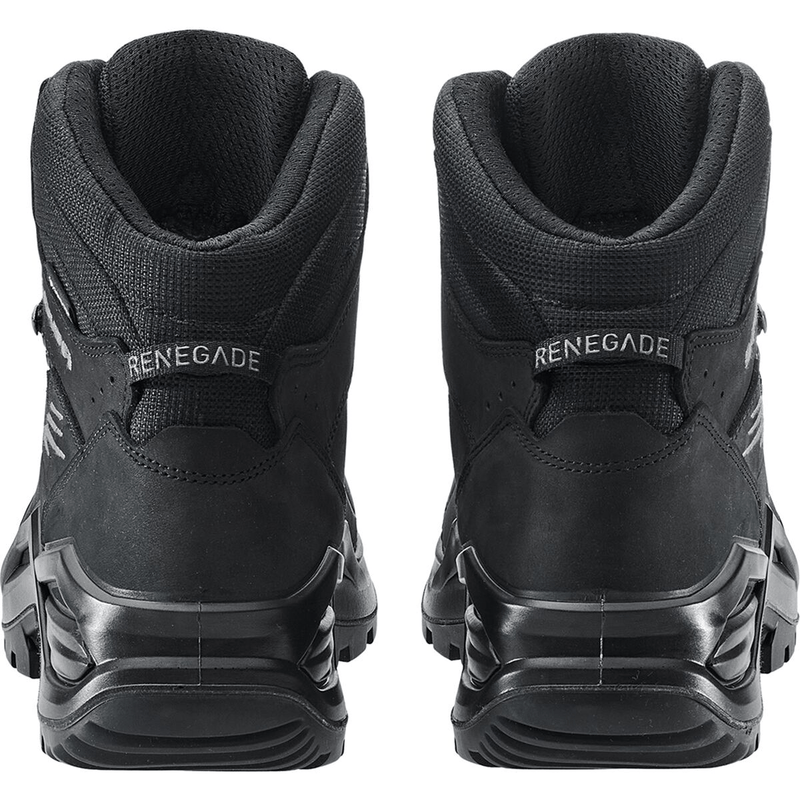Load image into Gallery viewer, Black Renegade boots shown from the back on a white background

