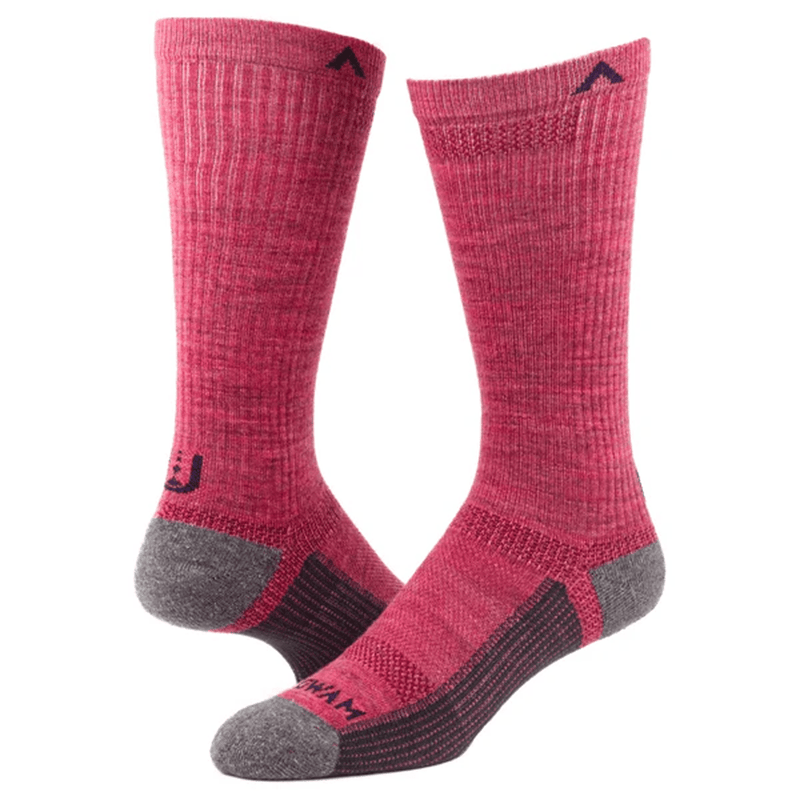 Load image into Gallery viewer, Pair of pink socks with gray toes and heels on a white background
