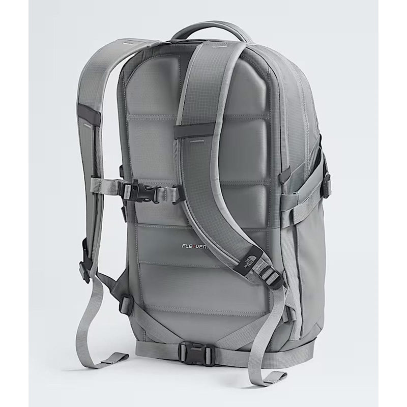Load image into Gallery viewer, Gray backpack with visible branding on a light gray background
