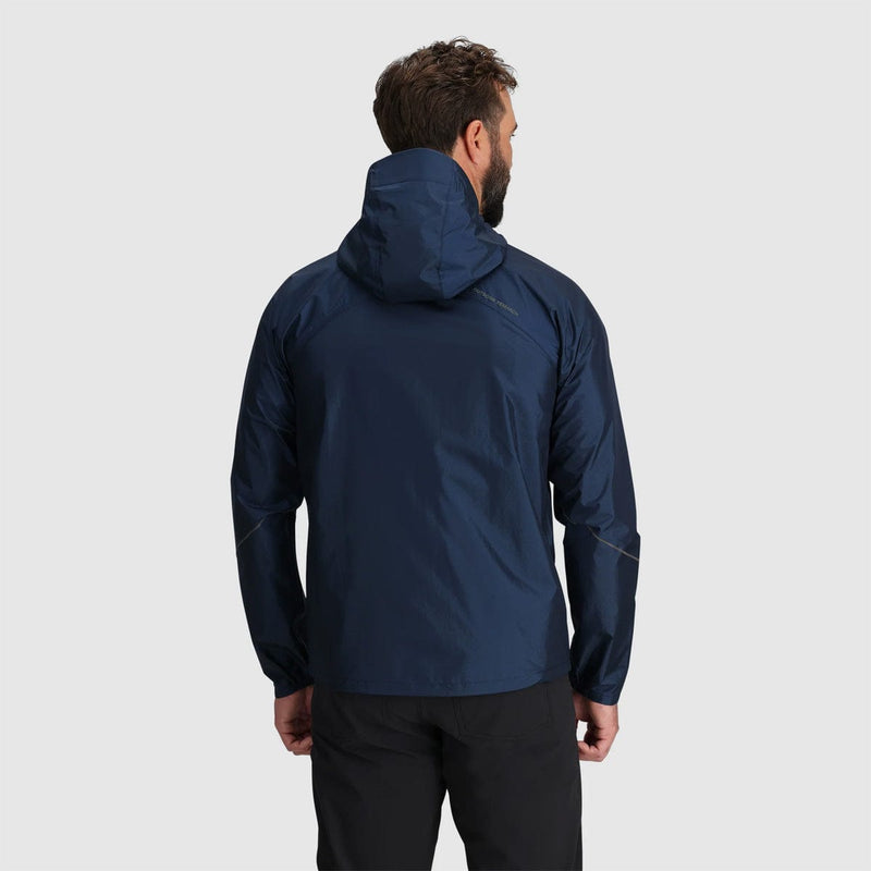 Load image into Gallery viewer, Man wearing a navy blue jacket on a light gray background
