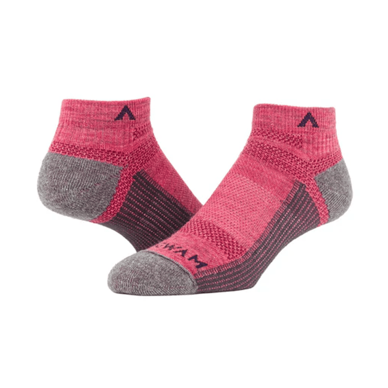 Load image into Gallery viewer, Pair of pink and gray ankle socks on a white background
