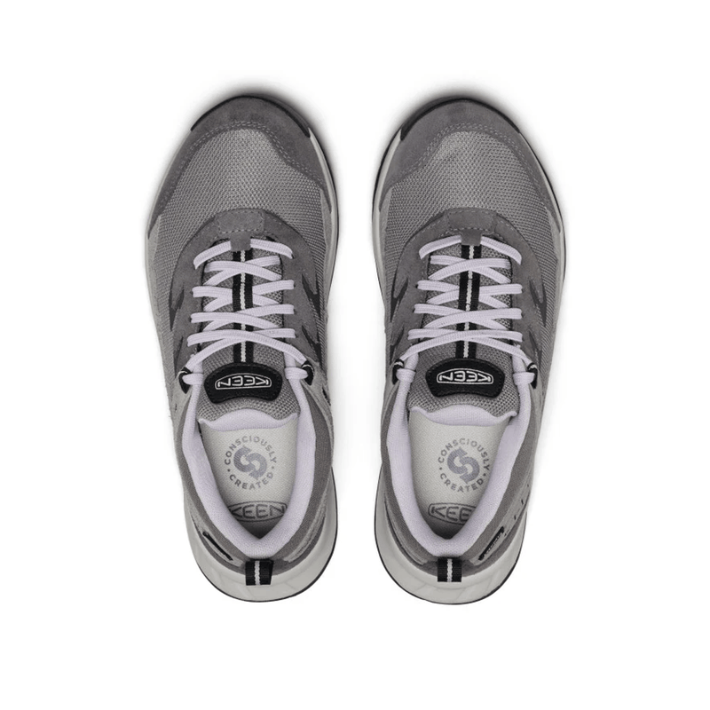 Load image into Gallery viewer, Pair of gray running shoes with white soles on a white background
