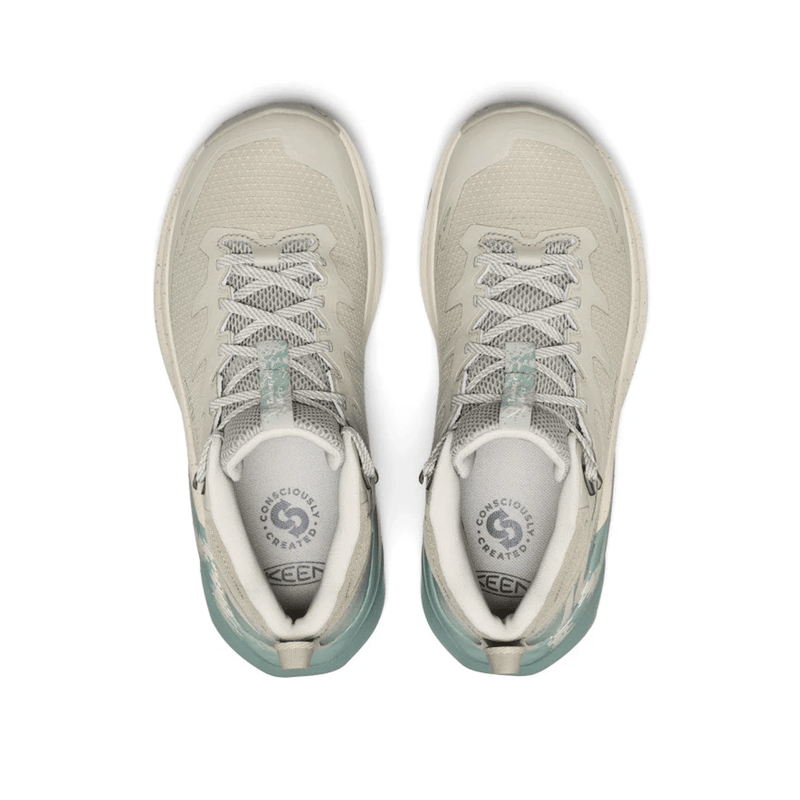 Load image into Gallery viewer, Pair of light gray sneakers with white soles on a white background
