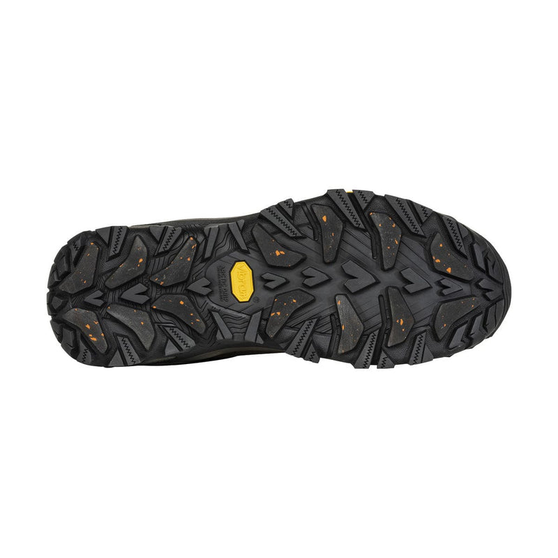Load image into Gallery viewer, Black sole of a shoe with a yellow label on a white background
