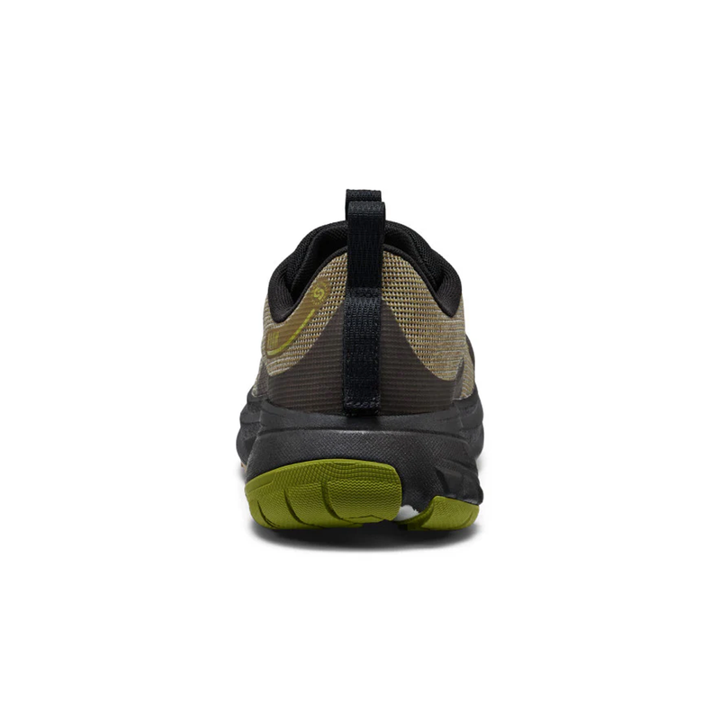 Load image into Gallery viewer, Back view of a black and green athletic shoe on a white background
