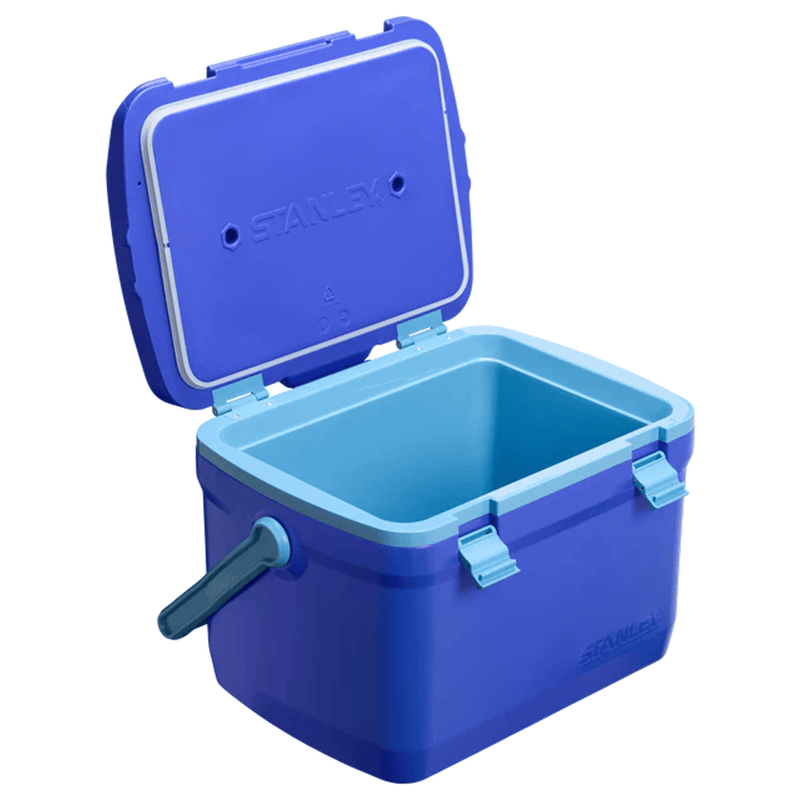 Load image into Gallery viewer, Blue cooler box with open lid on a white background
