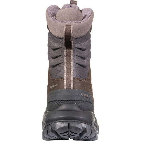 Brown and gray winter boot on a white background