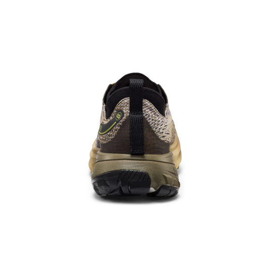 Back view of a hiking shoe on a white background