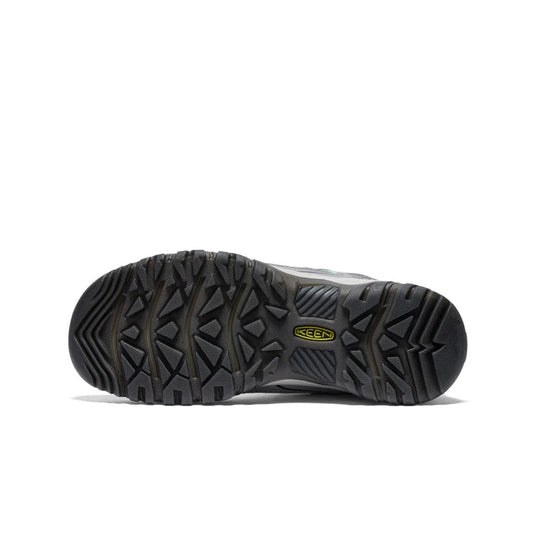Black shoe sole with brand logo on a white background