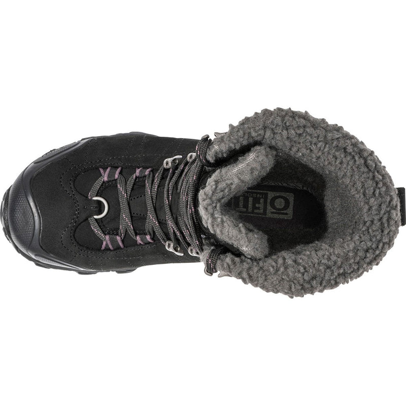 Load image into Gallery viewer, Black winter boot with gray fleece lining on a white background
