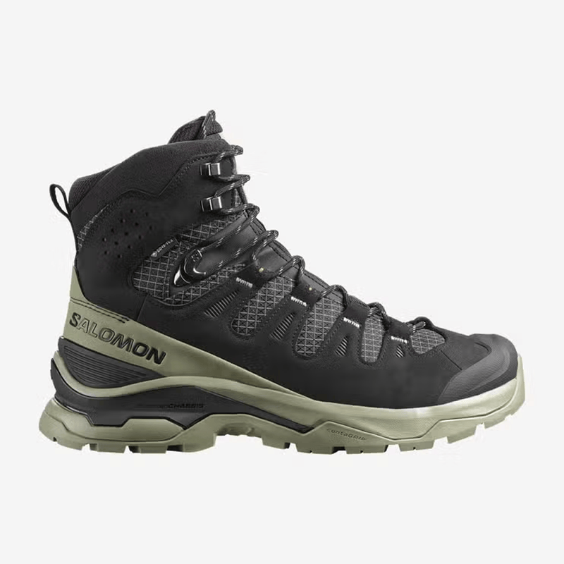 Load image into Gallery viewer, Black hiking boot with beige sole on a white background
