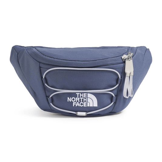 Blue waist bag with The North Face logo on a white background