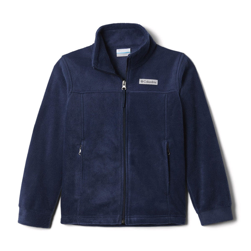 Load image into Gallery viewer, Navy blue fleece jacket with Columbia logo on a white background
